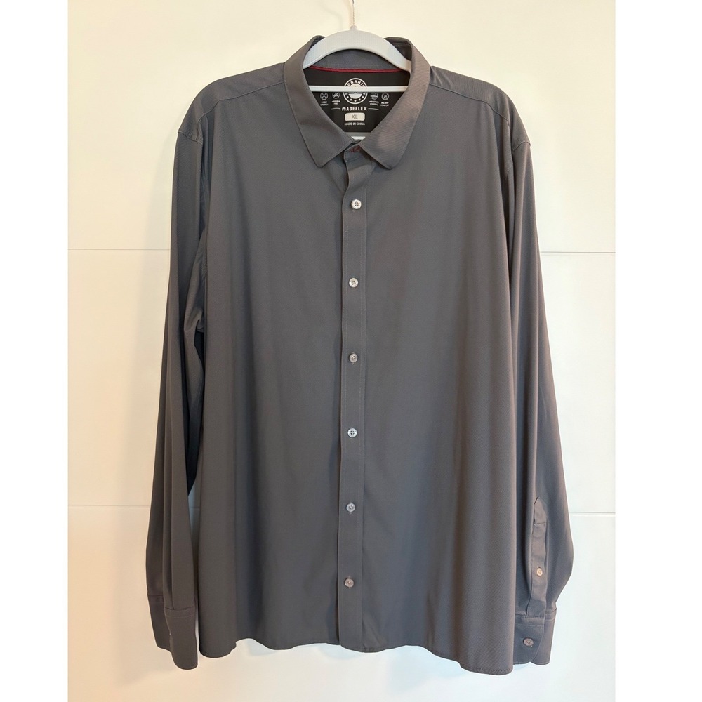 Nylon Men Button Down Long Sleeve No Iron Shirt Moisture Wicking Performance XL